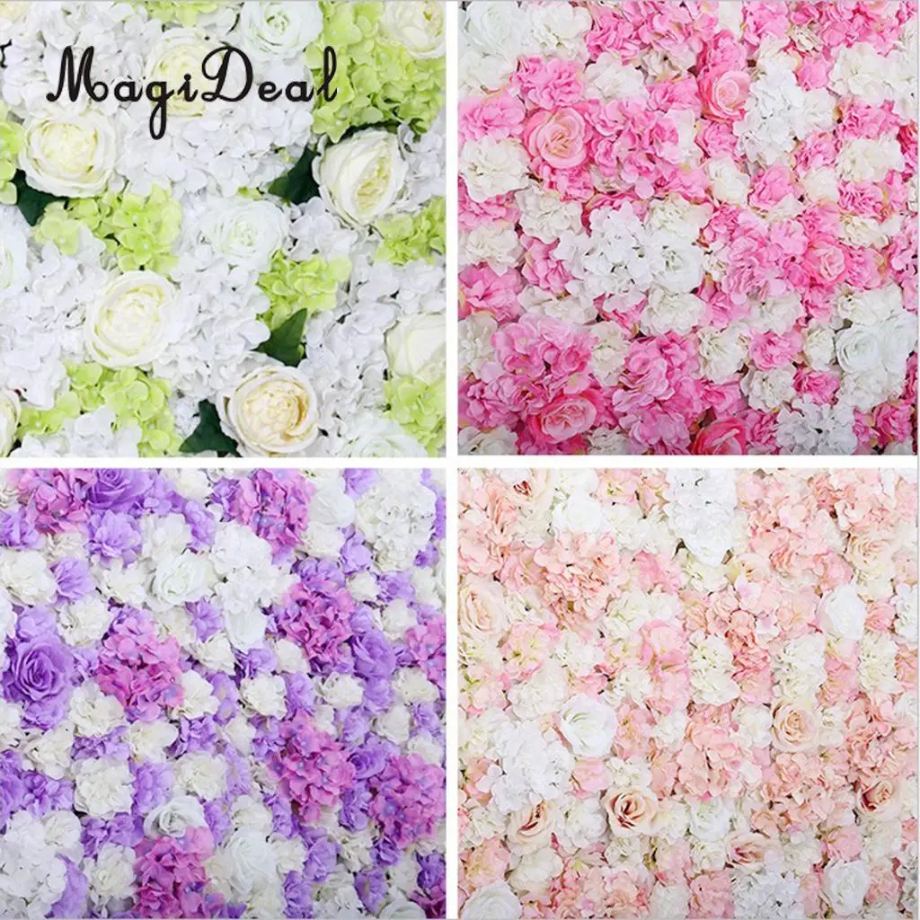 Romantic Artificial Flower Wall Panels Wedding Venue Roses Hydrangea Floral Decor Type A 5 Colors Choice	