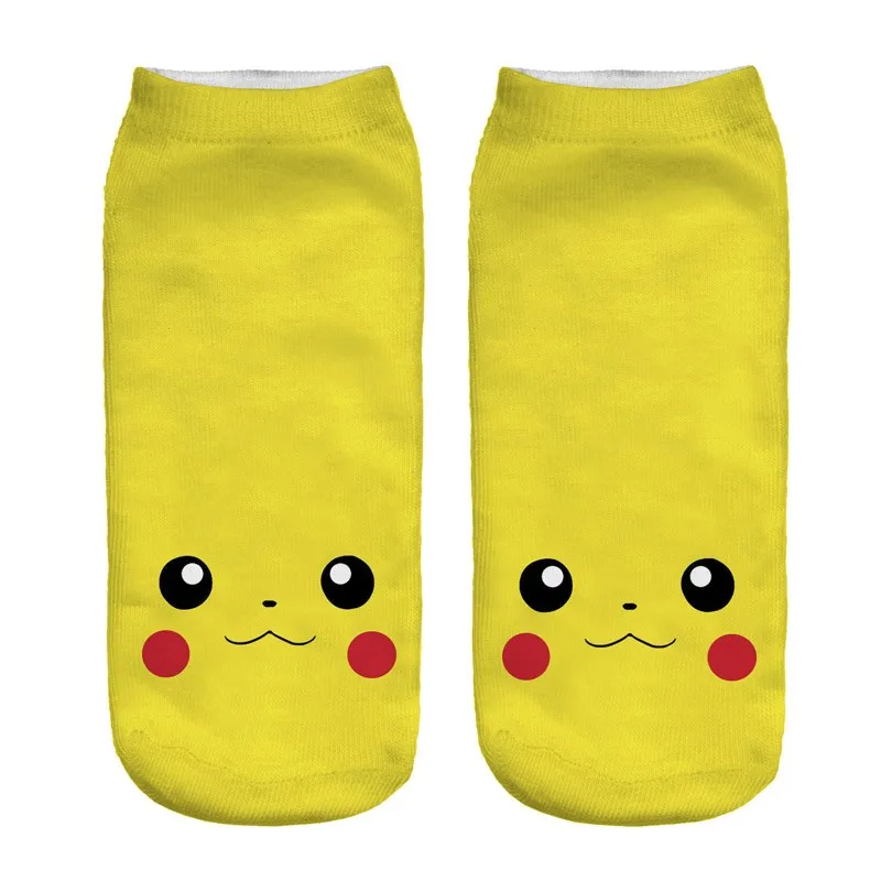 3D носки в стиле харакдзюку Мужские Женские носки модные популярные Покемон нейтральные низкие носки с принтом