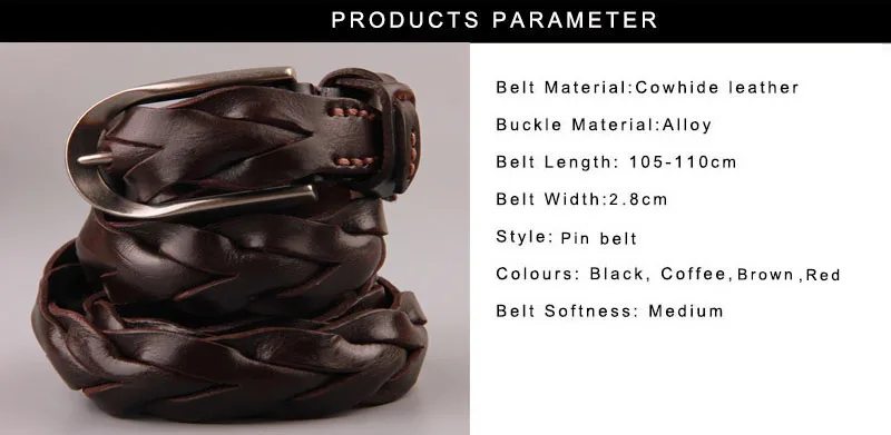 FAJARINA Ladies Fashion Design Pure Cow Skin Leather Belt Retro Styles Weave All-match Manual Cowhide Belts for Women N17FJ225 ladies belt