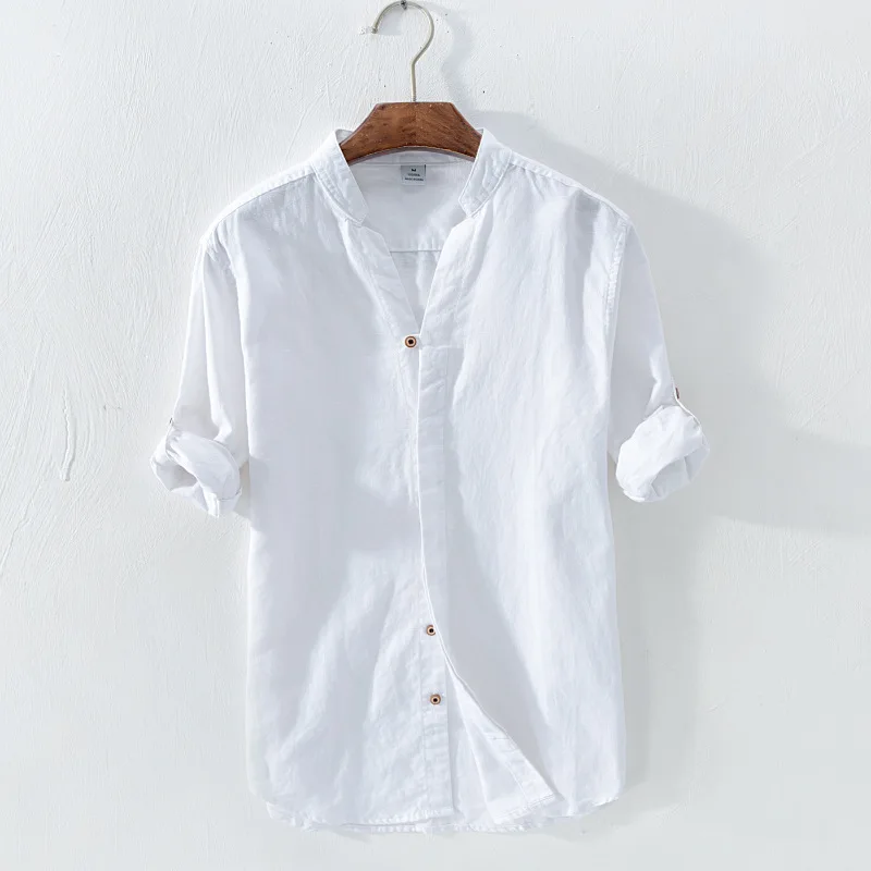Camisa Masculina 2019 для мужчин Этническая Стиль из дышащего хлопка бизнес рубашки для мальчиков классический ретро V образным вырезом с длинным