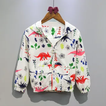 

New Children Girls Boys Jacket Spring Autumn Cotton Cartoon Graffiti Coat Long Sleeve Outwear Kids Zipper Hooded Windbreaker