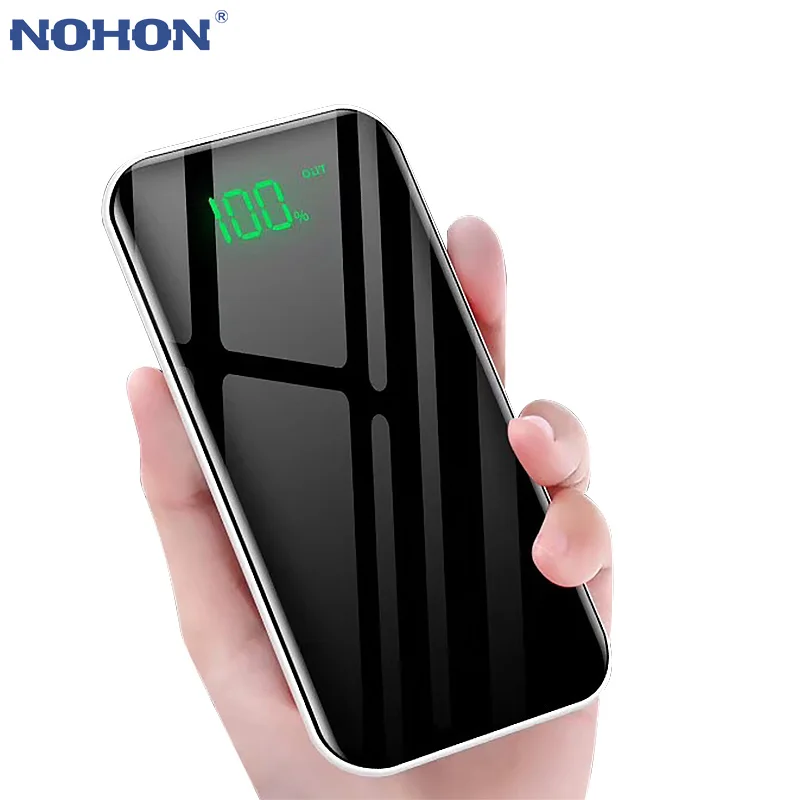 NOHON power Bank 10000 мАч для iPhone, Xiaomi, внешний аккумулятор, портативный внешний аккумулятор, 2.1A Двойной вход, выход, порты, быстрое зарядное устройство