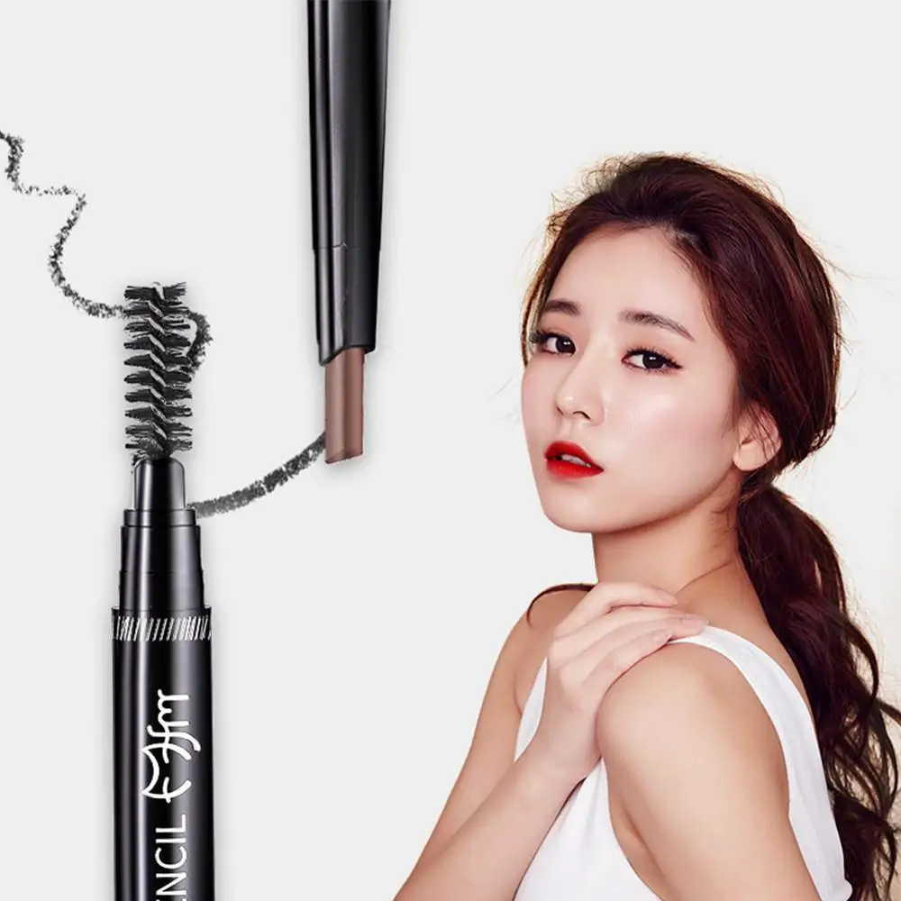 

Rotatable triangle makeup novice available easy to use waterproof long lasting not blooming double eyebrow pencil CW29