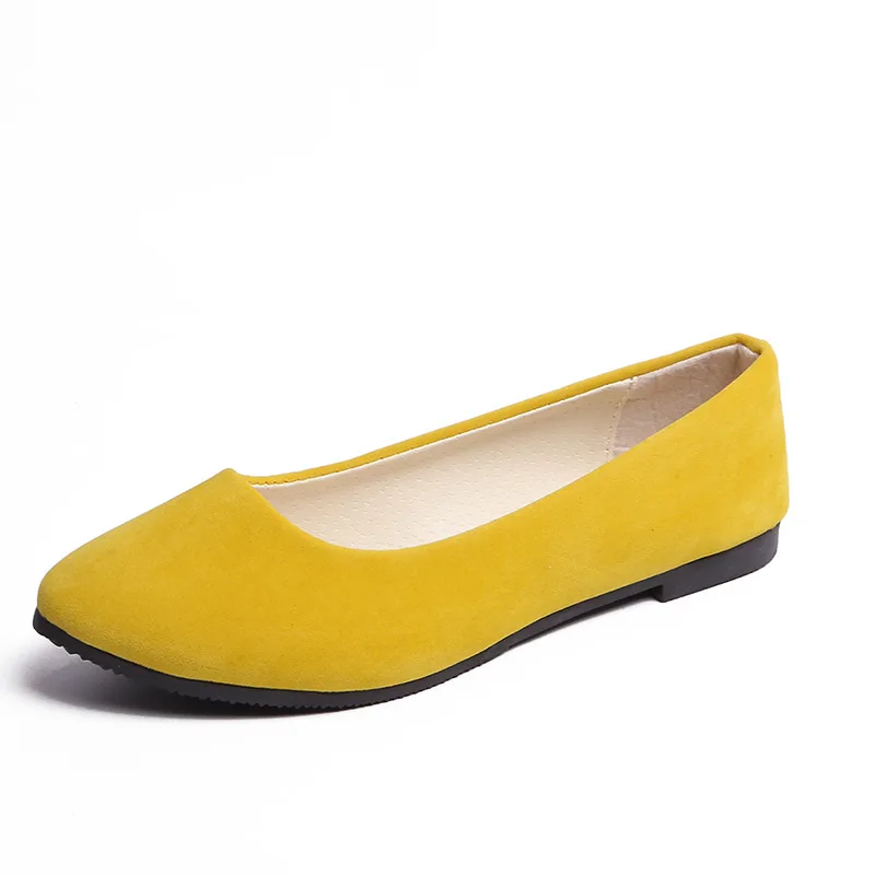 Большие размеры 35-43; женская обувь; яркие цвета; женские лоферы на плоской подошве; балетки из искусственной замши; удобные слипоны на плоской подошве; zapatos mujer - Цвет: Светло-желтый