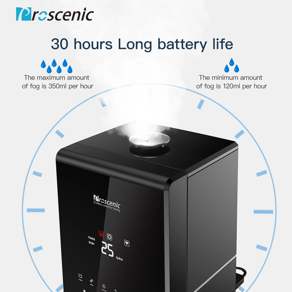  Proscenic 807C 5.5L Warm and Cool Mist Ultrasonic Humidifiers for Bedroom and Babies Vaporizer with