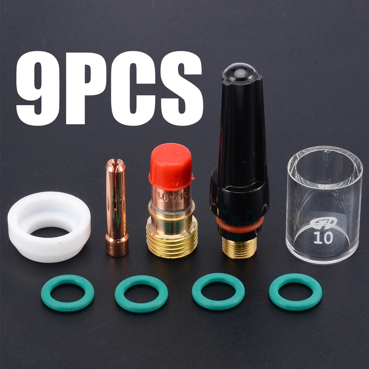 1.6mm 1/16 TIG Welding Torch Stubby Gas Lens #12 Pyrex Cup Kit For Tig WP-17/18