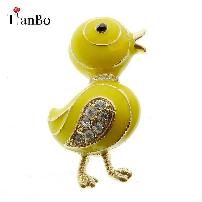 

Duck Brooches For Women Girls Jewelry Crystal Cute Yellowe Color Collar Lapel Emanel Pin Animal Brooch