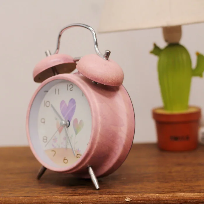 Creative retro table clock bedside alarm clock student's desktop super-quiet study bedroom clock ta - 32424059102