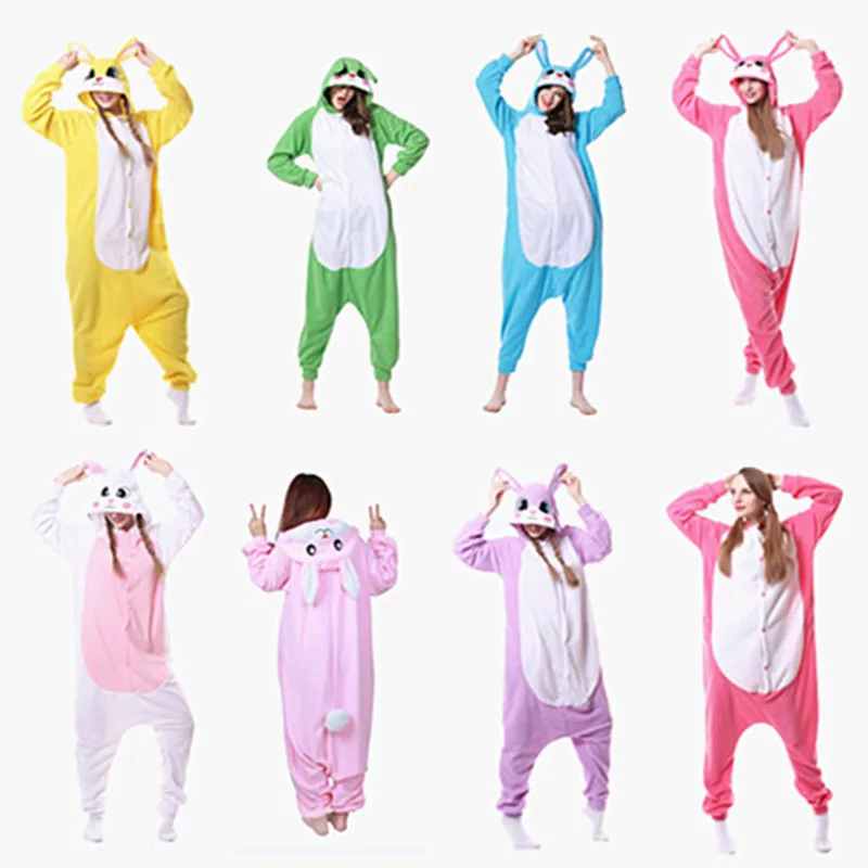 Милый розовый кролик Банни флис Onesie5 кигуруми пижамы Лолита животных комбинезон |