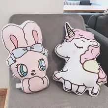 Очаровательные Плюшевые подушки для девочек Единорог/утка/Гусь/Кактус/напиток/кролик/альпака/персик, животные растения, детская кроватка декоративная подушка