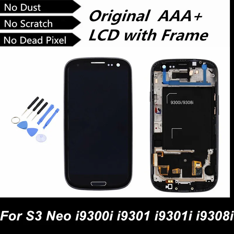 100 Test Good Original LCD Screen Digitizer with Frame for Samsung Galaxy S3 Neo i9300i i9301