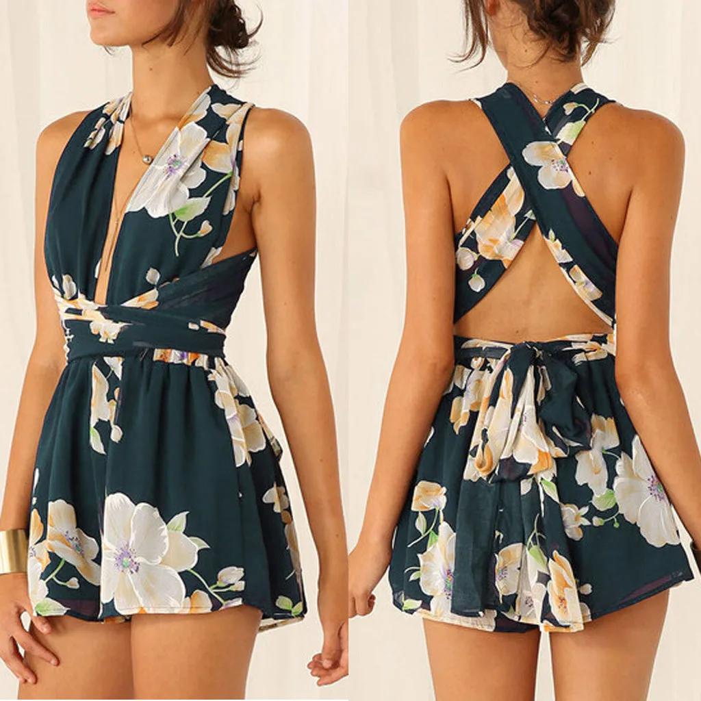 2019 горячие женские Boho Цветочные Короткие вечерние летнее Пляжный Отдых Солнце