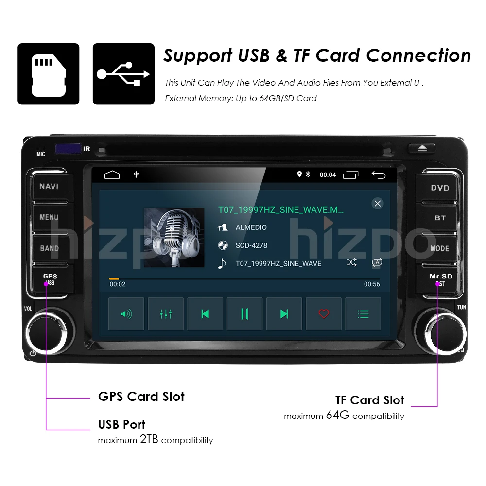 Clearance 2GB RAM 16GB ROM Android 9.0 IPS DSP 2 DIN Car DVD GPS PlayerFor Toyota auto radio double din with GPS,BT,Steering wheel contro 4