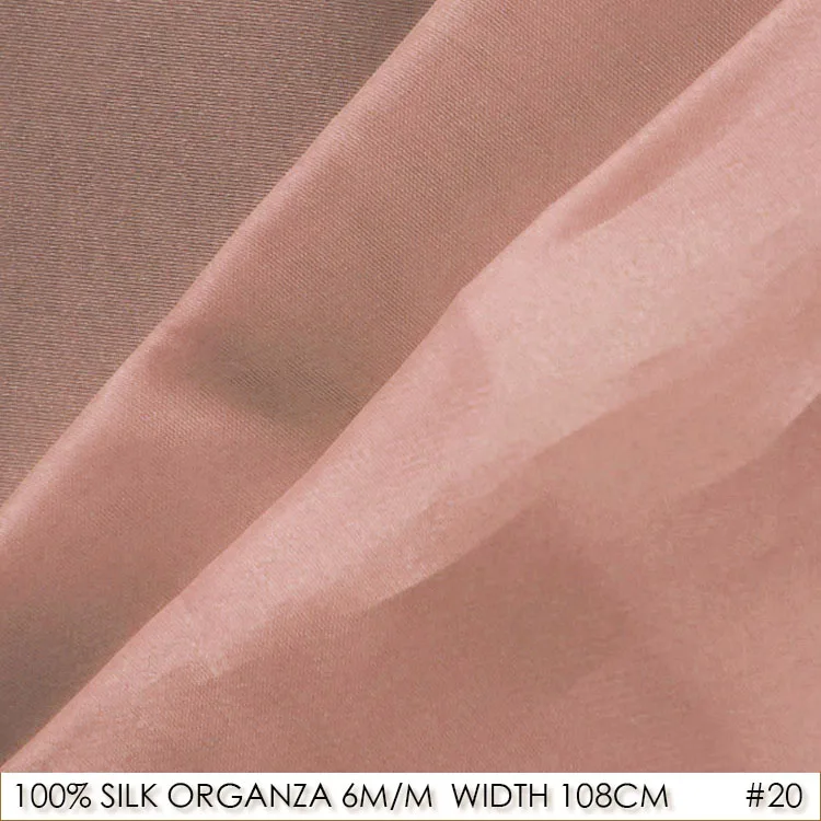

SILK ORGANZA Gauze 108cm width 6momme/100%Silk Fabric Tulle Roll Wedding Dress Transparent Gauze Wholesale Pale Pink NO 20