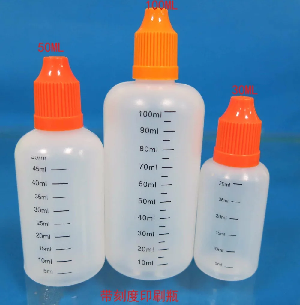 LDPE100ML выдавливаемая бутылка с градацией для эфирного масла длинный тонкий наконечник 10 шт./лот
