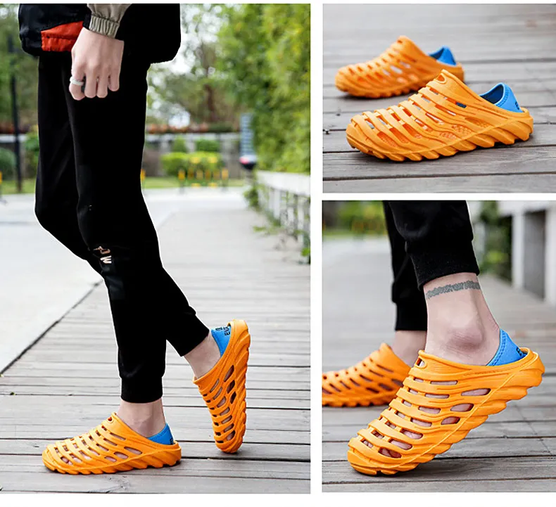 1 (14)Sandals Mesh Shoes Men Breathable Beach Slippers Sport Water Socks Hollow Aqua Wading Shoes Chaussure Homme