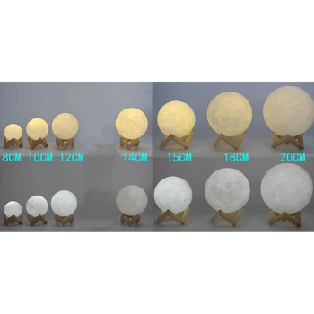 

3D Print Moon Lamp 2 Color Change Touch Switch Bedroom Bookcase Night Light USB DC 5V Rechargeable Home Decor Creative Gift