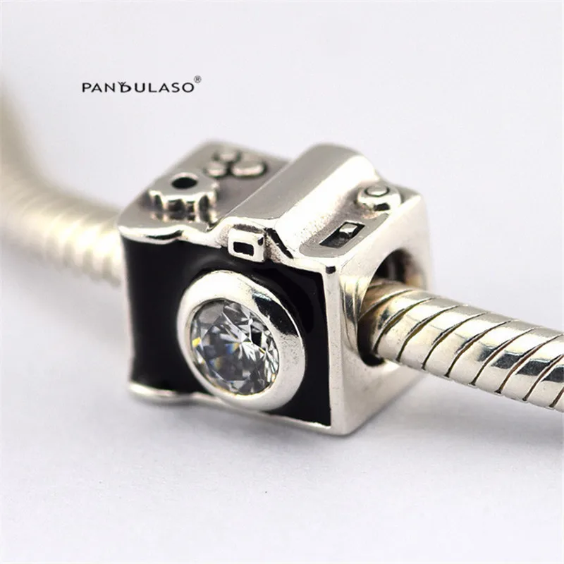 

Pandulaso Black Enamel Camera Snapshots Crystal Beads For Jewelry Making Fit Original Charms Bracelets & Bangles DIY Jewelry