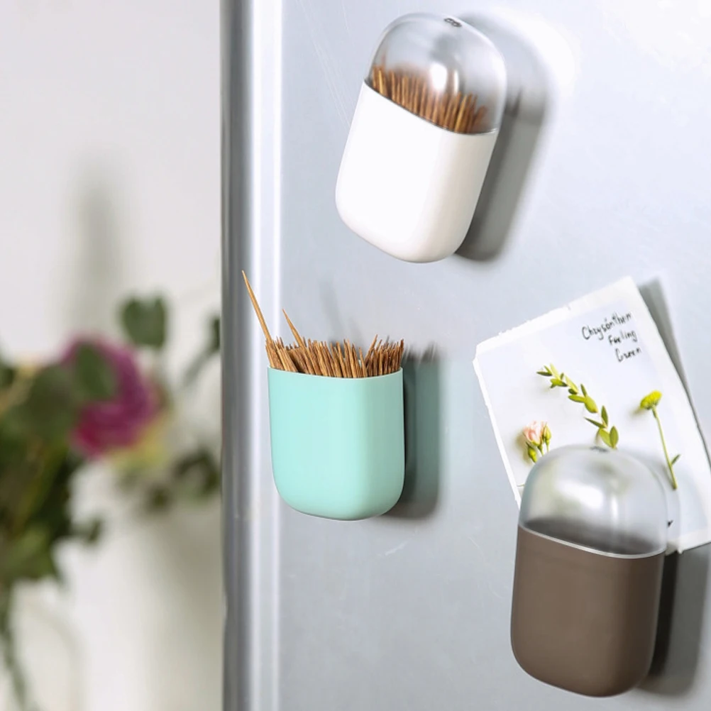 

1 pc Magnetic Toothpick Box Holder Portable Cute Toothpick Dispenser Container Refrigerator For Home (Coffee)