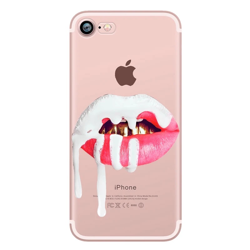 Makeup Sexy Kylie Jenner Lipstick Lips Girls Siliocne Transparent Soft Mobile Phone Case for iphone 7 6 5S 6S Plus SE 5 Fundas (8)