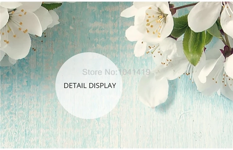 Custom Any Size Mural Wallpaper 3D Blue Wood Grain Cherry Blossom Photo Wall Painting Living Room Bedroom Romantic 3D Home Decor