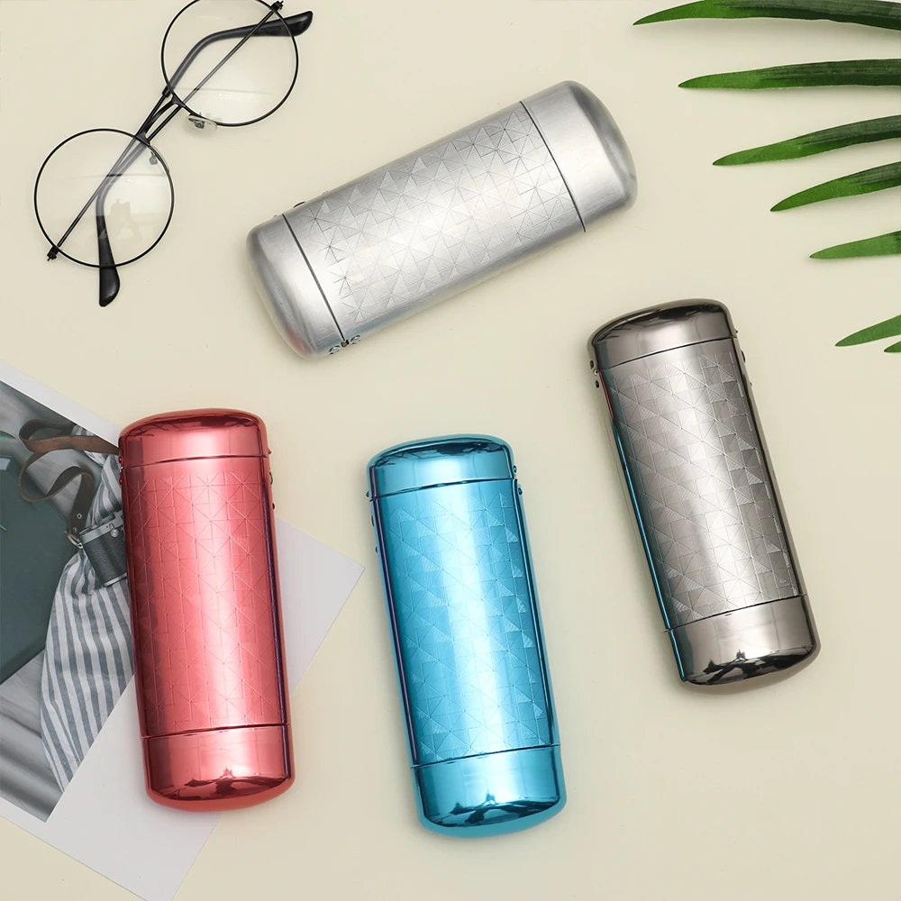

1Pcs Hard Metal Aluminum Lattice Glasses Case Capsule Flip Top Eyeglasses Case Protector For Glasses Storage Tools
