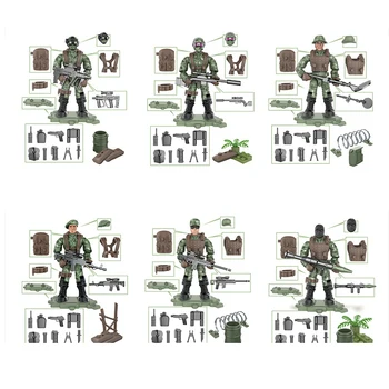 

1:36 scale Modern military army action figures Jungle Sentinel mega block ww2 weapon building bricks toys for boys gifts