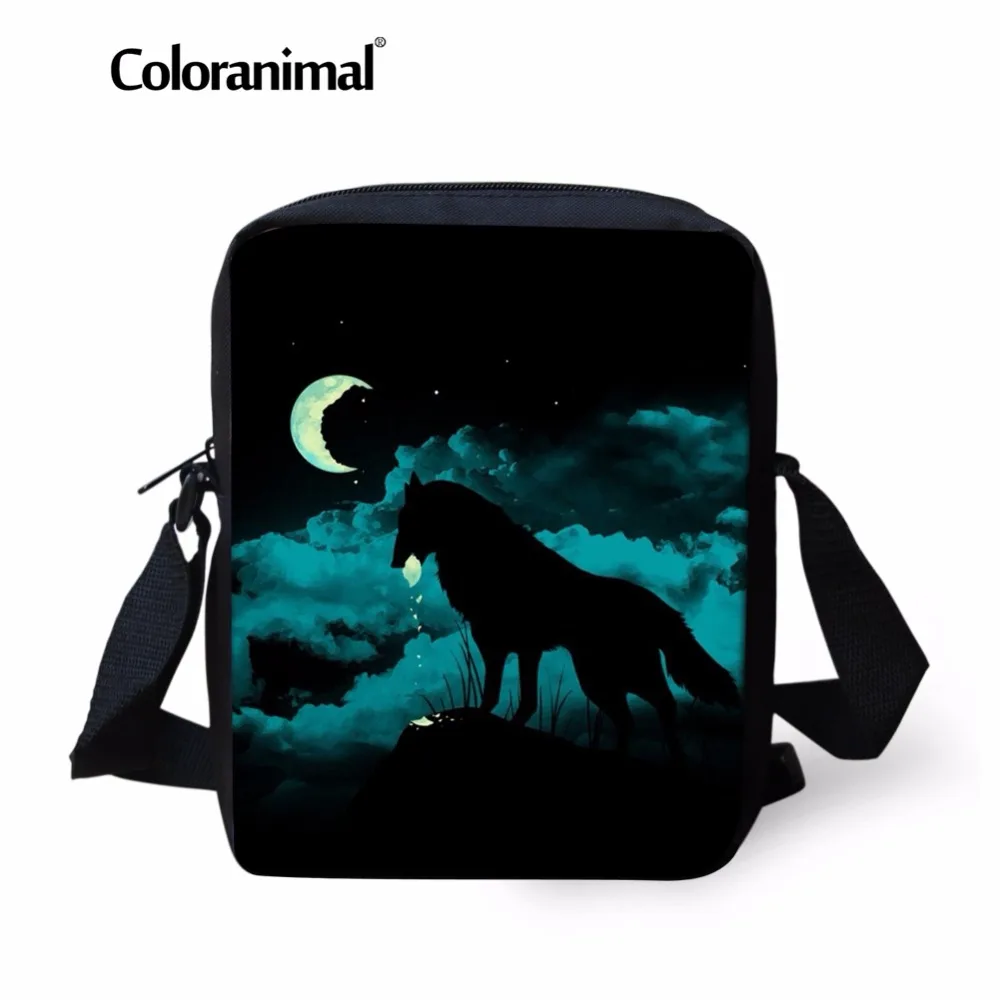 

Coloranimal CrossBody Bags for Women 3D Blue Galaxy Star Wolf /Deer Print Teenager Girl Mobile Phone Card Small Messenger Bags