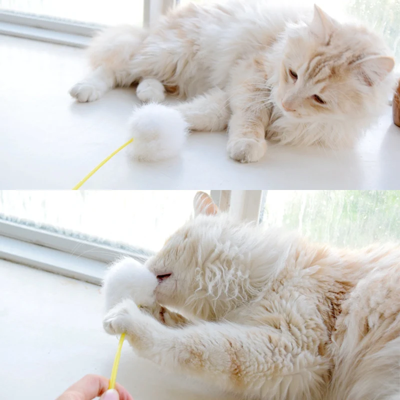 

1PC Cat Toys Interactive Funny Kitten Cat Toys Rabbit Hair Plush Pompom Kitten Teaser Toys Pet Cat Supplies Pet Products