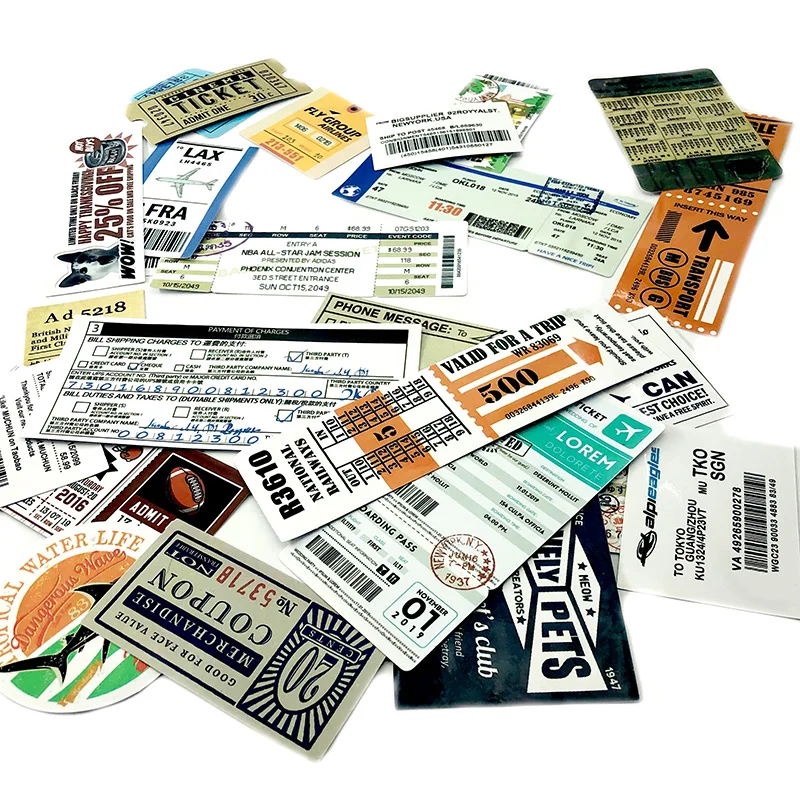 25 шт. винтажные накладные Проверки Билетов наклейки моделей для багажа Скейтборд гитара компьютер мотоцикл путешествия граффити багаж