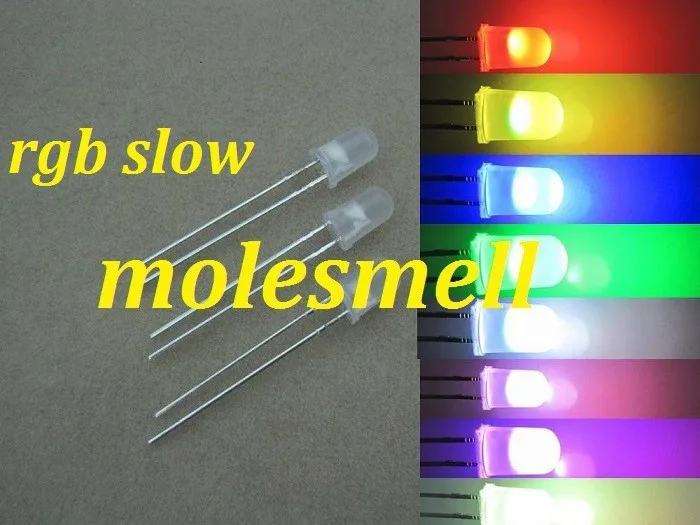 

5000 шт. 5 мм Рассеянный RGB Радуга медленно мигающий красный зеленый синий светодиод s