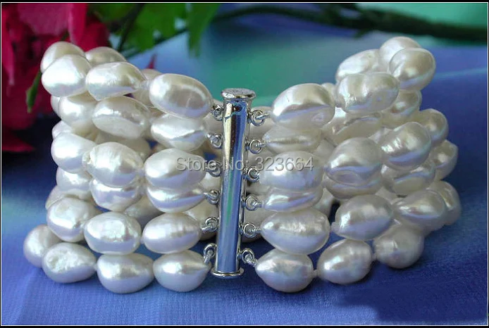 

6ROW 14MM WHITE BAROQUE FW CULTURED PEARL BRACELET