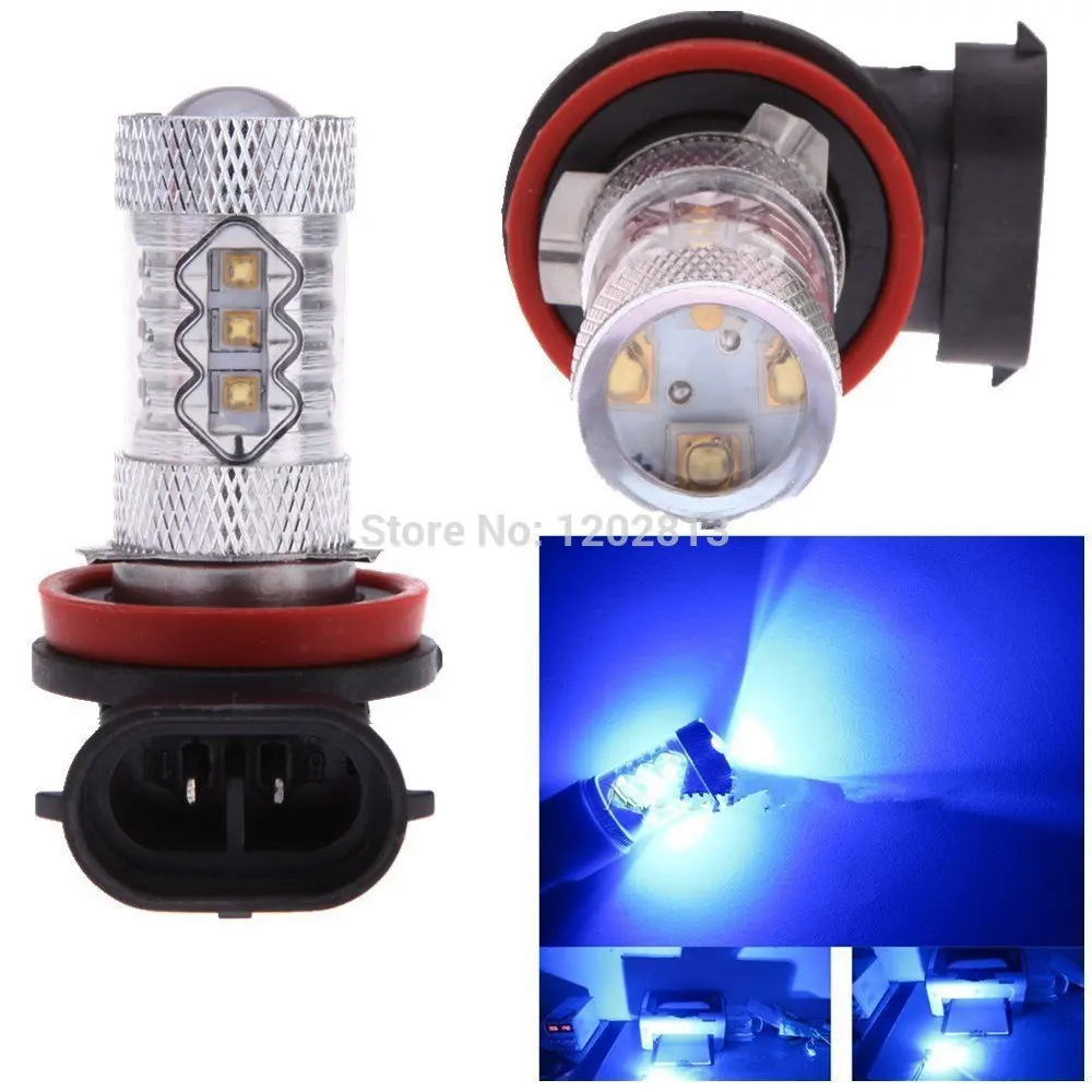 2Pcs 80W Bright Blue H8 H11 PGJ19 2 CREE CHIP LED Fog Daytime Light LED ...
