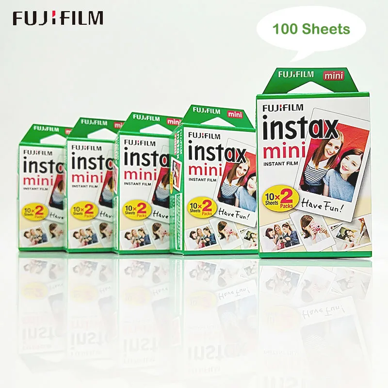 

100 Sheets Fujifilm Fuji Instax Mini White Film Instant Photo Paper For Instax Mini 9 8 7S 70 90 25 Camera SP-2 SP-1 + Free Gift