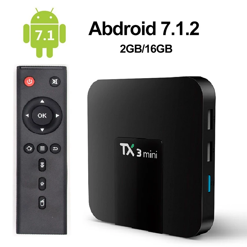 

TX3 Mini Android 7.1 TV Box Amlogic S905W 2GB RAM 16GB ROM 4K Support 2.4GHz WiFi Miracast Airplay DLNA Smart Media Player