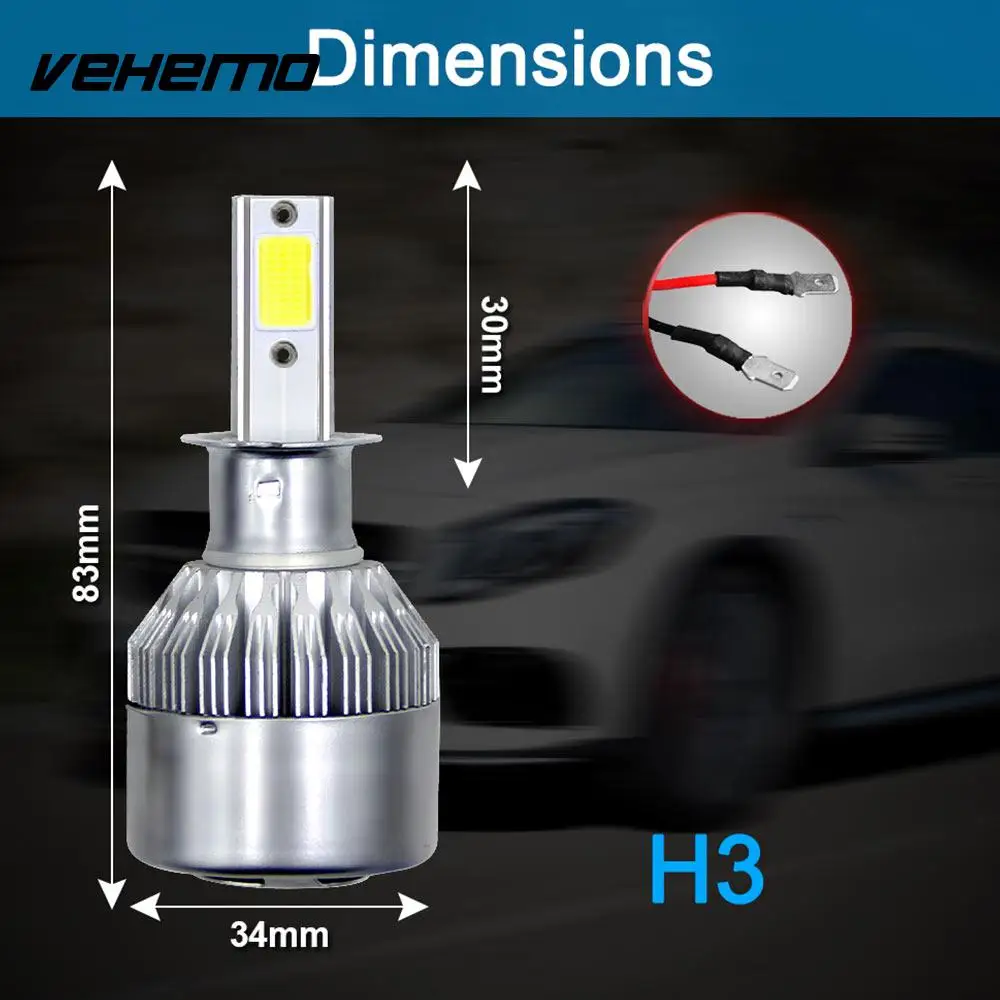 Vehemo LED Fog Light H3 6000K 72W 8000LM DC12V Car Accessories Automobile Safety Bulbs Replacement Styling | Автомобили и