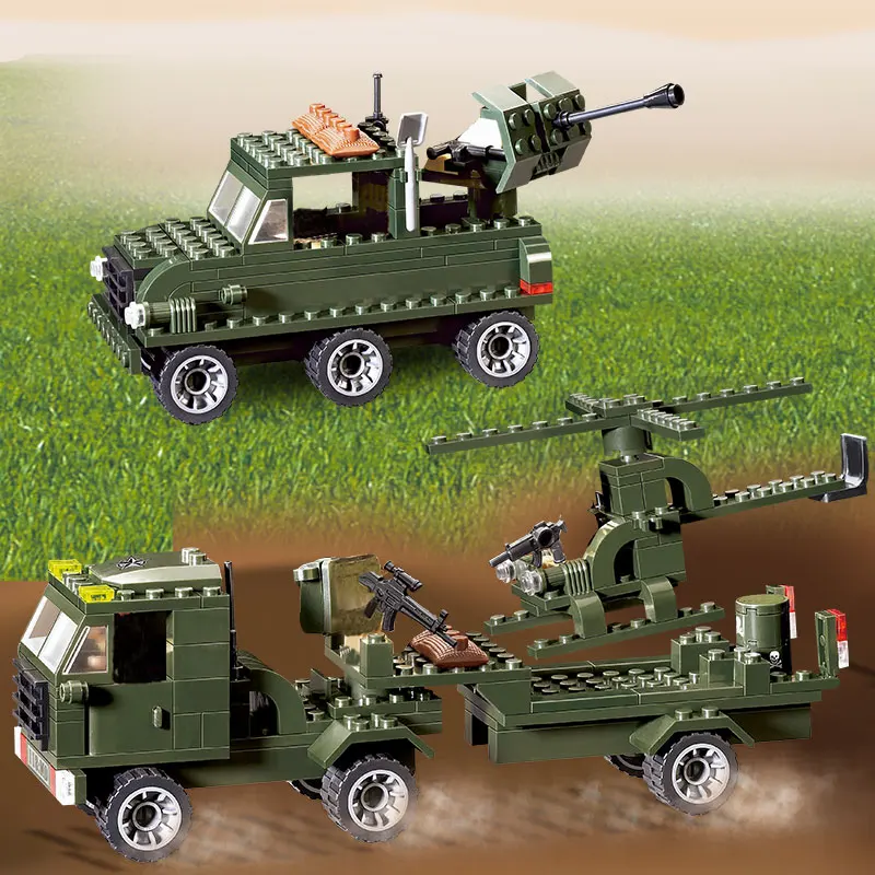 Enlighten 811 Военная серия, армейский грузовик с солдатами, боевые зоны, развивающие строительные блоки, игрушки для детей, подарки для детей