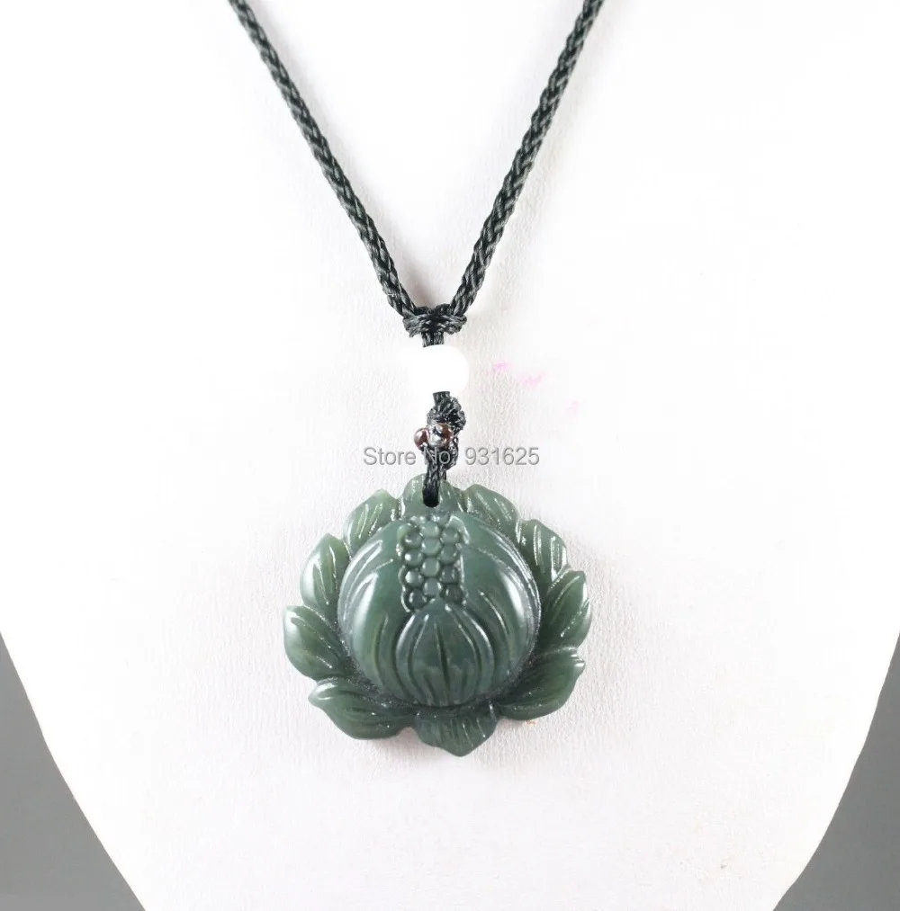 Chinese beautifulnatural Hetian Yu hand carved lotus flower Lucky