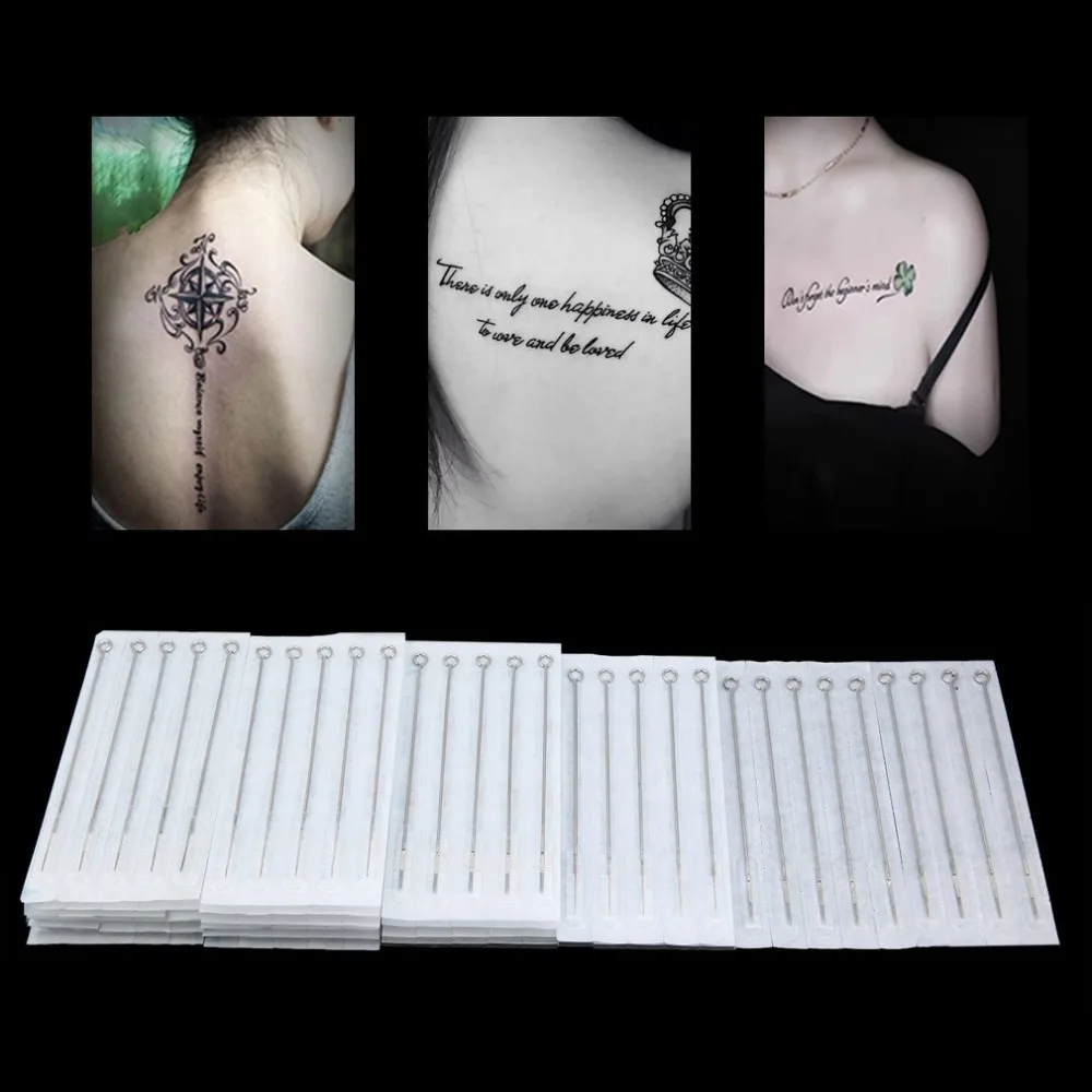 

100Pcs Disposable Tattoo Needles Mix Sizes Sterile Tattoo Needle Set For Makeup Tools 1RL 3RL 5RL 3RS 5RS 5M1 5F