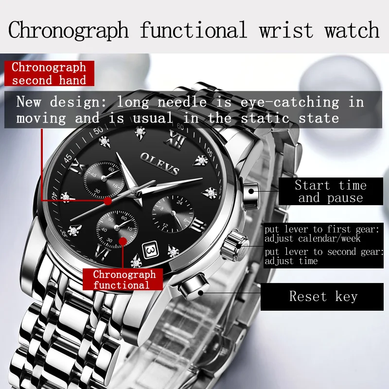 Olevs Relogio Masculino Luxury Date Waterproof Watches-Men'S Wrist Watches Chronograph Luminous Han