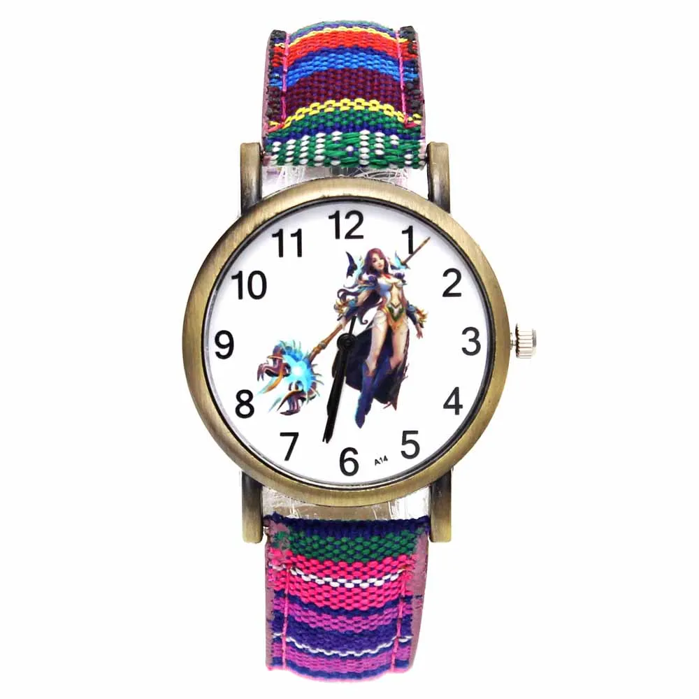 

Angel Game Woman Warrior Colorful Quartz Watches Women Princess Stripes Denim Watch Fashion Casual Wristwatch
