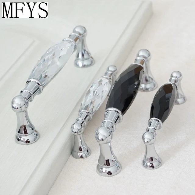 3 75 5 Crystal Drawer Handles Dresser Pulls Chrome Black 3 75 5 Crystal Drawer Handles Dresser Pulls Chrome Black Clear Silver Gl Luxury Kitchen Cabinet Handle Decor