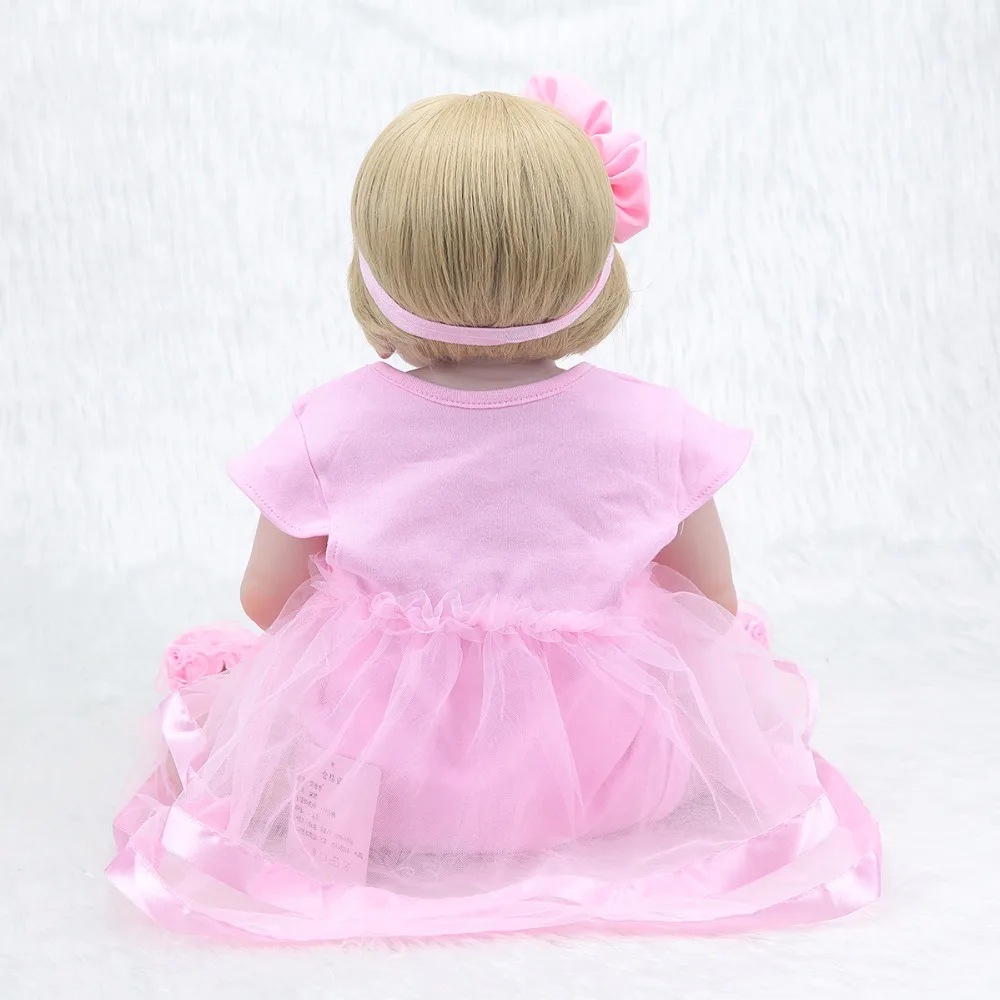 22 дюйма для маленьких воскресение силиконовые светлые голубые глаза ребенка подарок на день рождения милый ребенок розовая принцесса кукла