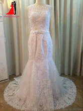 New White Plus Size Mermaid Wedding Dresses 2017 Lace Bridal Gown With Bow Belt Sexy Wedding Party Dress Vestido de noiva