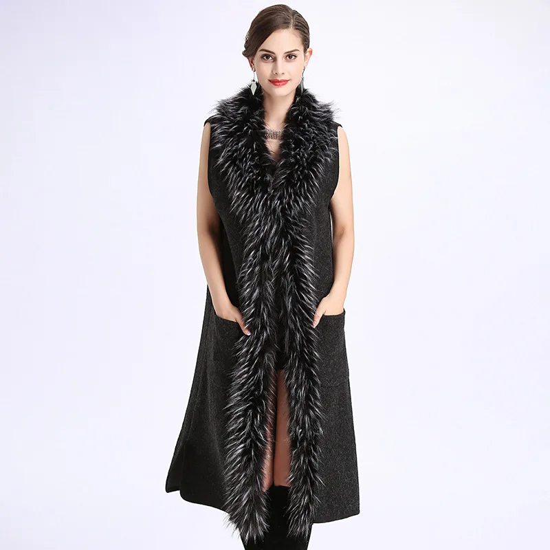 Women Long Fur Vest 2018 Spring Knitted Sleeveless Plus Size Vests