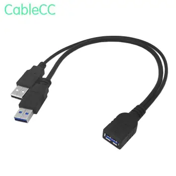 

Black USB 3.0 Female to Dual USB Male Extra Power Data Y Extension Cable for 2.5" Mobile Hard Disk
