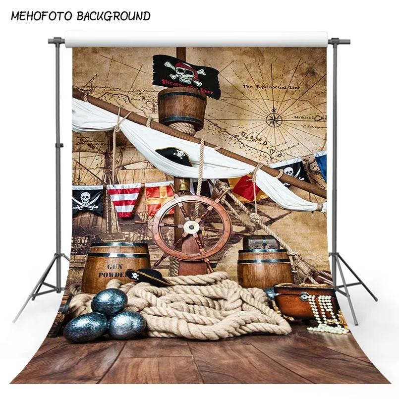 

5X7ft vinyl Photography Backdrops Pirate Ship Navigation Deck Map Dream children Baby Photo Backgrounds for Photo Studio
