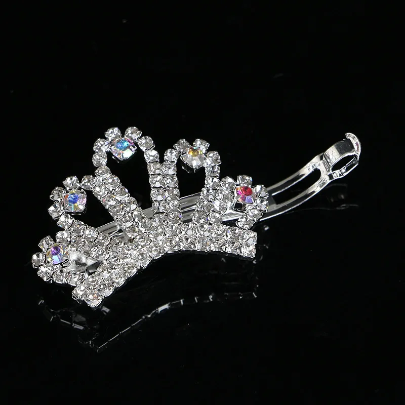 Clear AB rhinestone dog crown pets barrette girls hair clip ornament jewlery  accessories 6Pcsx Fast Free Standard Ship