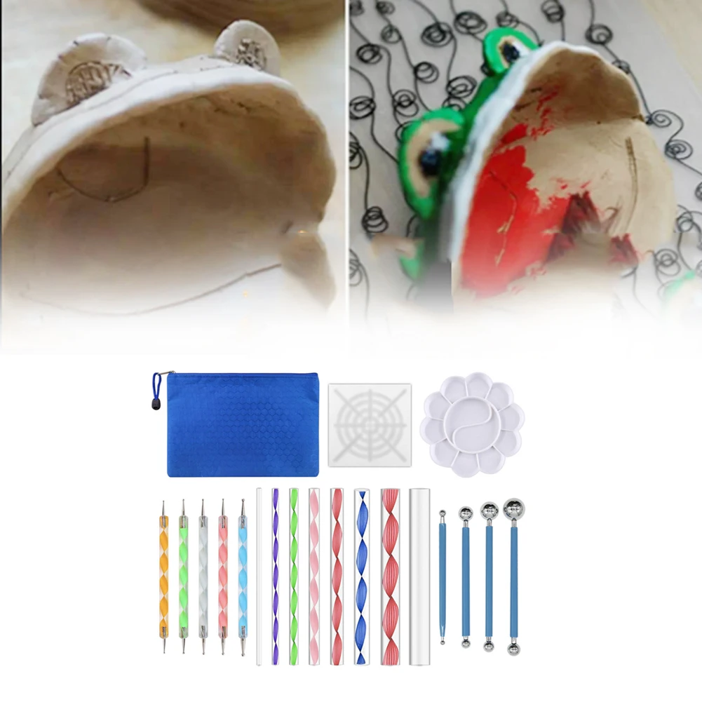

19pcs DIY Canvas Mandala Stencil Paint Tray Kit Dotting Tools Set Drawing For Rocks Drafting Rods Wall Art Kids Crafts Coloring