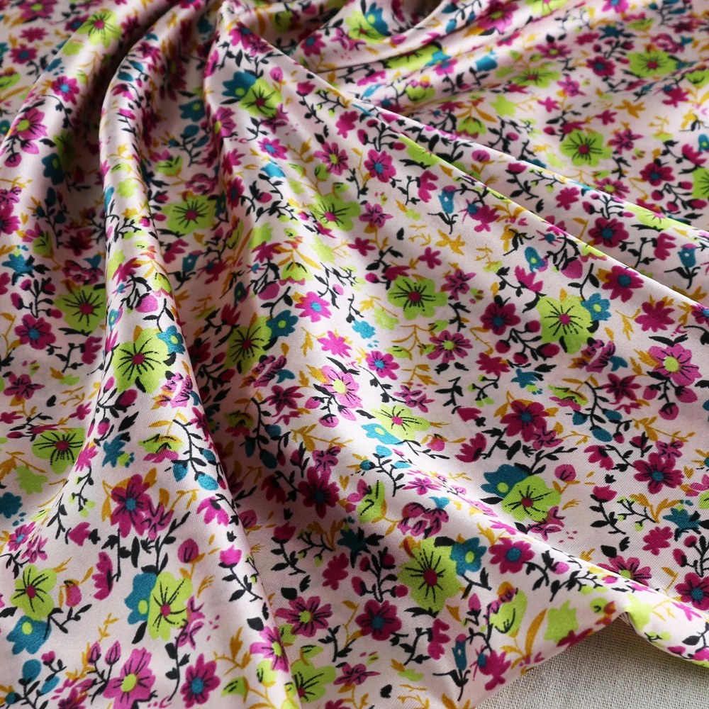 

Wholesale Elegant Floral Sateen Print Material Soft Charmeuse Fabric Linings